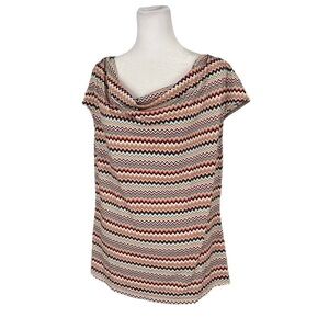 𝅺Liz Claiborne Drape Neck Chevron Blouse